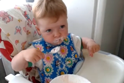 baby eats rice cereal